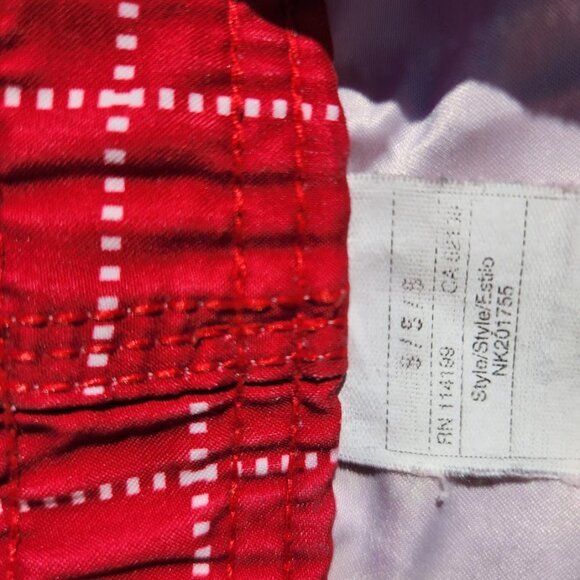 Quicksilver Swim Trunks Size Small S Boy's Swimming Shorts Red Plaid Swimsuit - Picture 5 of 8